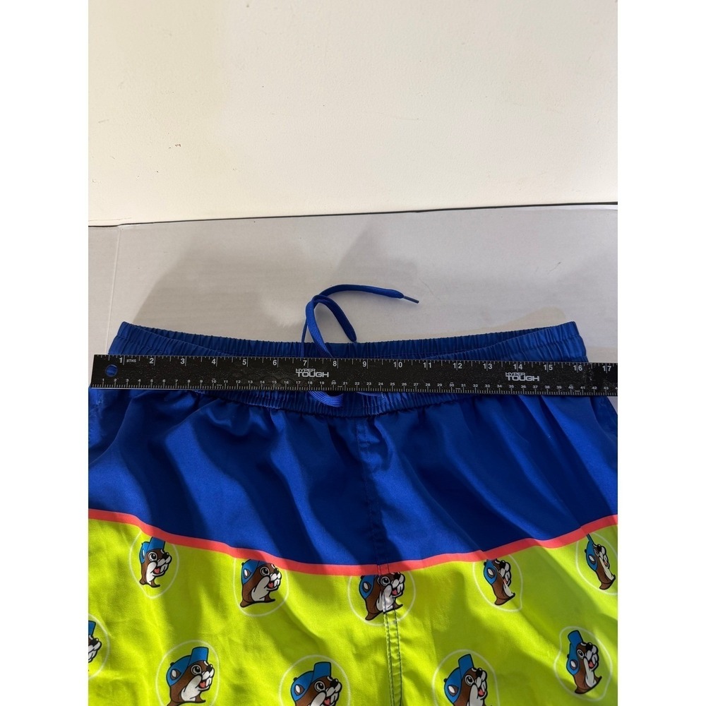 Buc-ee's Beaver Mascot Swim Shorts Neon Green Blue 2X Womens Mens Board Shorts
